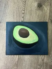 avocado acrylic painting canvas panel realism food fruit
