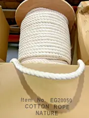 COTTON ROPE 24mm x 50mtrs 3 STRAND NATURAL WHITE SUPERIOR QUALITY BRAND NEW