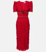[Rebecca Vallance] Rebecca Vallance Embellished lace midi dress UK 12 red