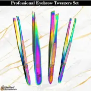 Set Of 4 Facial Hair Removing Tweezers Women Eyebrow Plucking Tweezer Multicolor