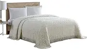 Beatrice Home Fashions Medallion Chenille Bedspread, Single, Ivory
