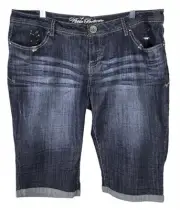 Apple Bottom Jeans Bermuda Shorts Size 16 Paint Splatter Rhinestone Y2K New