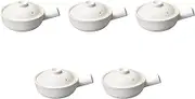 Set of 5, White Glazed Single Handpot Large (10.0 x 7.3 x 2.6 inches (25.5 x 18.5 x 6.7 cm) | Setomonohonpo Gratin Plate, Ceramic, Set