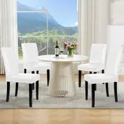 ALFORDSON 4x Dining Chairs Cafe Kitchen High-Back Chair Glossy PU Leather White