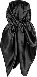 [AZIDWERYQ] Large Satin Scarf 35Inch Elegant Black Satin Head Scarf Imitated Silk Bandana Square Neck Sleeping Hair Wrapping for Women and Girls Large