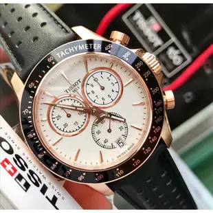 TISSOT V8系列 白色面錶盤 黑色皮革錶帶 石英 三眼計時 男士手錶T1064173603100