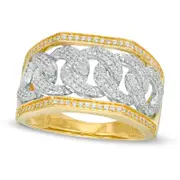 Men's 0.50 CT. T.W. Natural Diamond Chain Link Ring in Solid 10K Two-Tone Gold