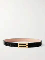[Victoria Beckham] Victoria Beckham - Frame Croc-effect Leather Belt - Black - S S Black