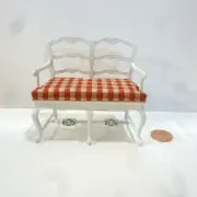 BESPAQ DOLLHOUSE MINIATURE MARNE PROVENCIAL LADDERBACK SETTEE 6215 BT-WHITE