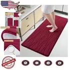 Ultra-Soft Memory Foam Bath Mat 70x24 - Non-Slip & Machine Washable in Burgundy
