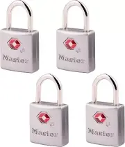 Master Lock TSA-Accepted Luggage Lock 7/8 in Wide 4683Q Pack of 4 Keyed Padlock