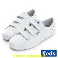 在飛比找Yahoo!奇摩拍賣優惠-【Keds】TIEBREAK 時尚皮革魔鬼氈休閒小白鞋-白 