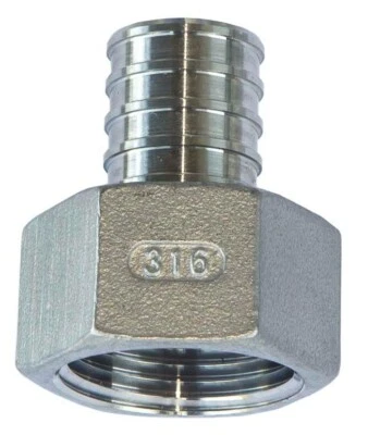 PACK OF 10 3/4" Stainless Steel PEX Adapter FNPT x PEX Barb Crimp Fitting SS 316