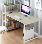 Large Computer Desk Wood & Steel Exceeder Home Office Workstation W/ Bookcase AU