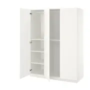 PAX / BERGSBO wardrobe combination, white/white, 150x60x201 cm