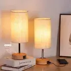 Bedside Lamps with USB Port - Touch Control Table Lamp for Bedroom Wood 3 Way...