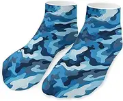[QMNVBDS] Blue Camouflage Pattern Socks Ankle Length Socks Casual Short Socks for Women Men Low Cut Sports Socks Running Socks No Show Socks Ankle Socks Athletic Socks Workout Socks, Style, One Size