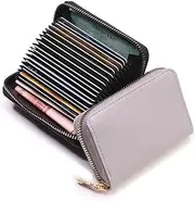 [YOKONICO] RFID Blocking Credit Card Holder, Mini Card Case for Men & Women, Compact Business Purse, Secure and Stylish Credit Card Holder-Light Grey