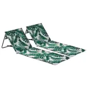 2x Banana Leaf Folding Canvas Beach Loungers Outdoor Garden Camping Sun Chair