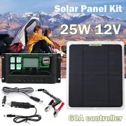 Trickle Charger 25W Solar Panel 12V Battery Charger Maintainer + 60A Controller