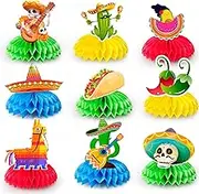 Fiesta Honeycomb Table Centerpiece,9pcs Mexican Fiesta Party Centerpieces,Cinco de Mayo Table Decorations Mexican Centerpieces for Tables, for Mexican Party Decorations or Fiesta Table Decor