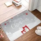 Santa Bath Mat Merry Christmas Snowing Doormat Flannel Carpet Balcony Rug Home