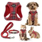 Small Dog Harness Collar and Leash Set, Step in No Chock No Pull Soft XS Red