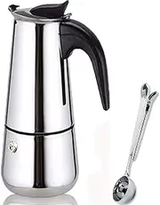 Espresso Coffee Maker Pot Stovetop Moka Coffee Pot Stainless Steel Latte Percolator with Bonus Scoop (4 cups/200ml)