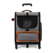Grey Large Capacity Breathable Foldable Pet Trolley – Travel Cat Carrier with Wh