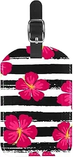 [WOSHJIUK] Luggage Tags,2 Pack Labels Suitcase Tags,Stripes and Flowers,Luggage Tags Privacy Protection Travel Bag Tag
