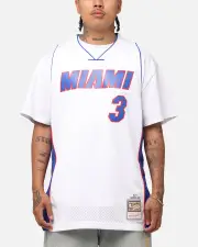 [MITCHELL & NESS] Mitchell & Ness Miami Heat Dwyane Wade #3 'Flags Collection' Jersey White - Size XL XL White