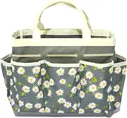 Garden Tool Bag Large Capacity 12x5.5x10 Oxford Cloth Garden Tote Bag with Multiple Side Pocket Daisy Pattern Portable Tool Organizer for Women, Grey