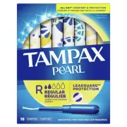 Tampax Pearl Tampons With LeakGuard Braid, Regular Absorbency, 18PK
