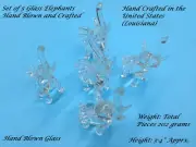 5 Pc Hand Blown/Crafted Clear Glass Elephants (Made in US-Louisiana)