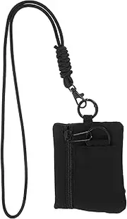 Generic Outdoor Small Bag Ring Card Holder Around Neck Portable Waterproof Neck Wallet Small Pouch Messenger Bag Money Pouch Card Holder Lanyard Satchel Tote Black Oxford Cloth