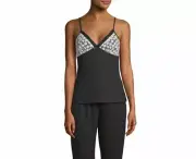 NWT! Catherine Malandrino Sz S Embroidered Mesh Camisole Cami Top Black