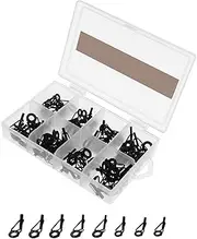 SING F LTD 80Pcs 1.8-2.6mm Fishing Rod Guide Tip Ring Repair Kit Black Stainless Steel Ceramic Lure Wire Loop with Storage Box