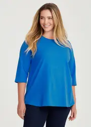 [Virtuelle] Taking Shape Good Earth Australian Cotton 3 / 4 T-shirt Size 28 in Snorkel Blue - Plus Size Women's Clothing Snorkel Blue