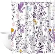 Shower Curtain Polyester Shower Curtains Hotel Bathroom Shower Curtain Washable Waterproof Shower Curtain Mould Proof Resistant Bathroom Curtains with 12 Hooks for Bathroom Wet Room Tub (Purple)