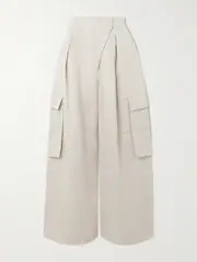 [Andres Otalora] Andres Otalora - Mi Memoria Pleated Linen Cargo Wide-leg Pants - Off-white - US10 US 10 Off-white