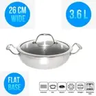 Triply Tri ply Stainless Steel Kadai Pot Frying Wok 26CM 3.6 L