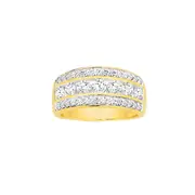 Alora 10ct Gold 1 1/2 Carats Tw Lab Grown Diamond Three Row Dress Band