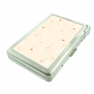 Tulips Em2 Cigarette Case with Built in Lighter Metal Wallet