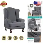 Stylish 2 Count Wing Chair Slipcovers – Stretchy Jacquard Fabric with Secure Fit