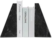 Fox Run Triangular 100% Natural Polished Black Marble Bookends 4 x 3 x 6 inches