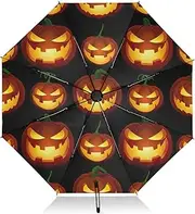[RPLIFE] Umbrella for Rain, Lightweight Durable Auto Open Close for Women, Travel Umbrellas for Rain, Wind and Sun, Halloween Pumpkin Black