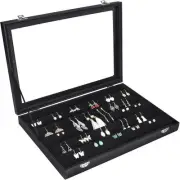 Black Jewelry Organizer Box - Earring Holder, Ring Stand, Necklace Display