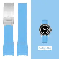 在飛比找Yahoo!奇摩拍賣優惠-20 毫米天藍色彎曲弧形末端錶帶適合勞力士 Submarin