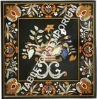 Black Marble Bedside Table Top Pietradura Work Handmade Arts Garden Furniture