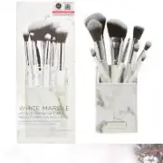 BH White Marble Makeup Brush Set with Angled Brush Holder